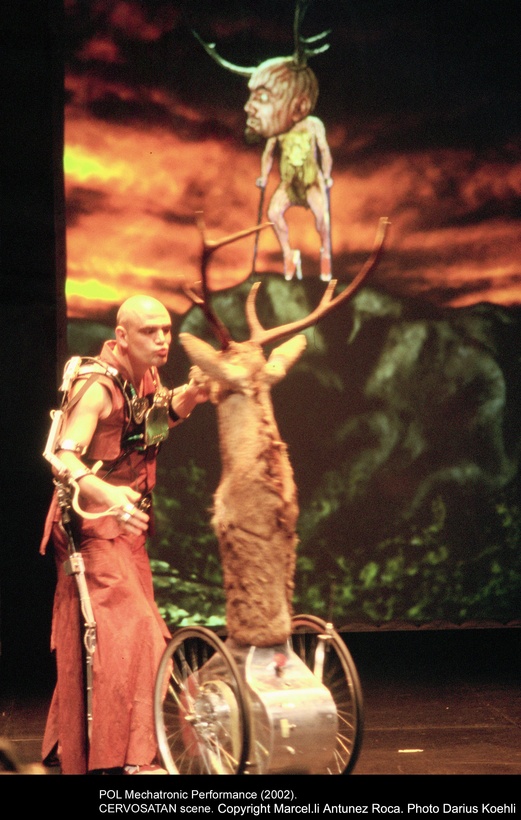 Pol 2002, Mechatronic performance. Cervosatan scene. Author: Marcel·lí Antúnez Roca. Photo: Darius Koehli.